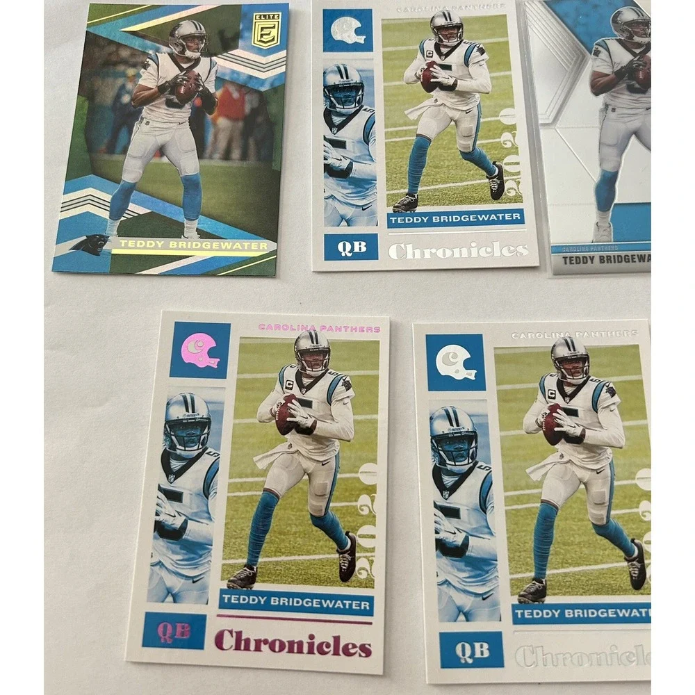 Lot of 5 Panini Teddy Bridgewater Carolina Panthers Football Trading Cards (X9)